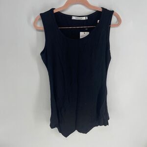Meaneor Women's Black Asymmetrical Hem Sleeveless Tunic Top size Medium NWT